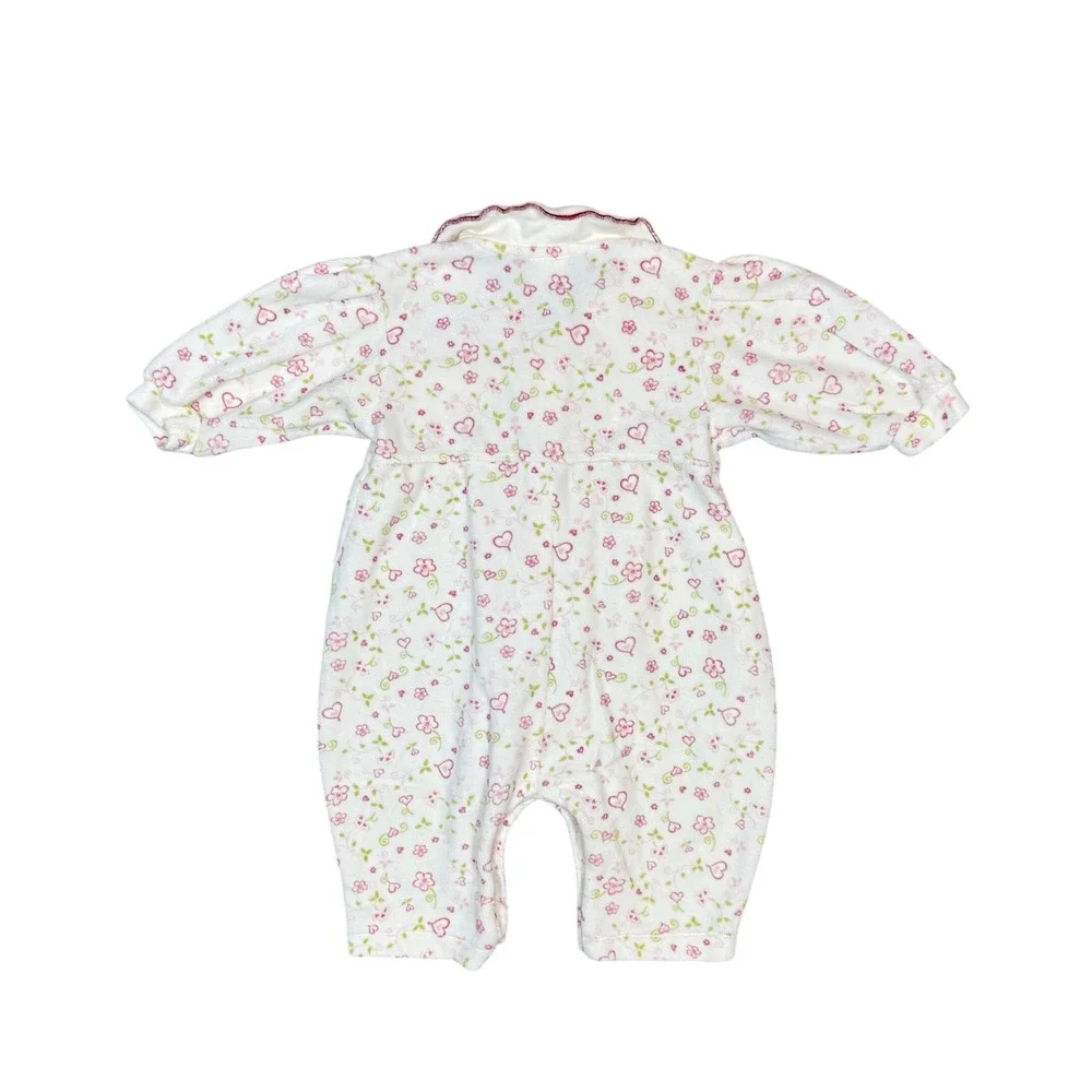 Vintage OshKosh B'Gosh Baby Girl Floral‎ Heart Bubble Romper Size 3-6 Months